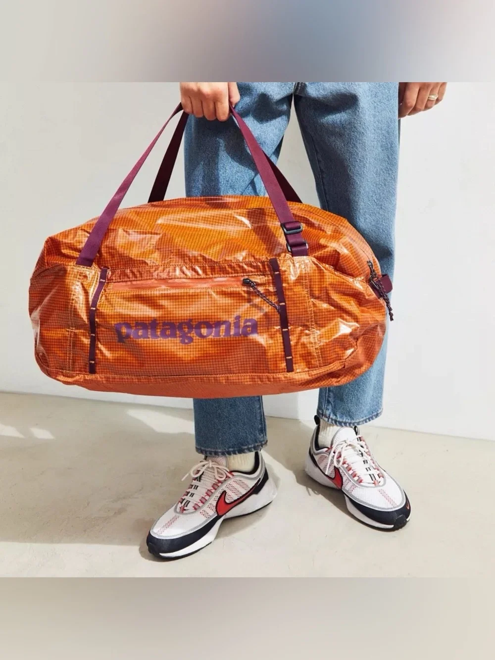 Patagonia Lightweight Black Hole 45L Duffle Bag or Backpack Orange Ripstop Nylon